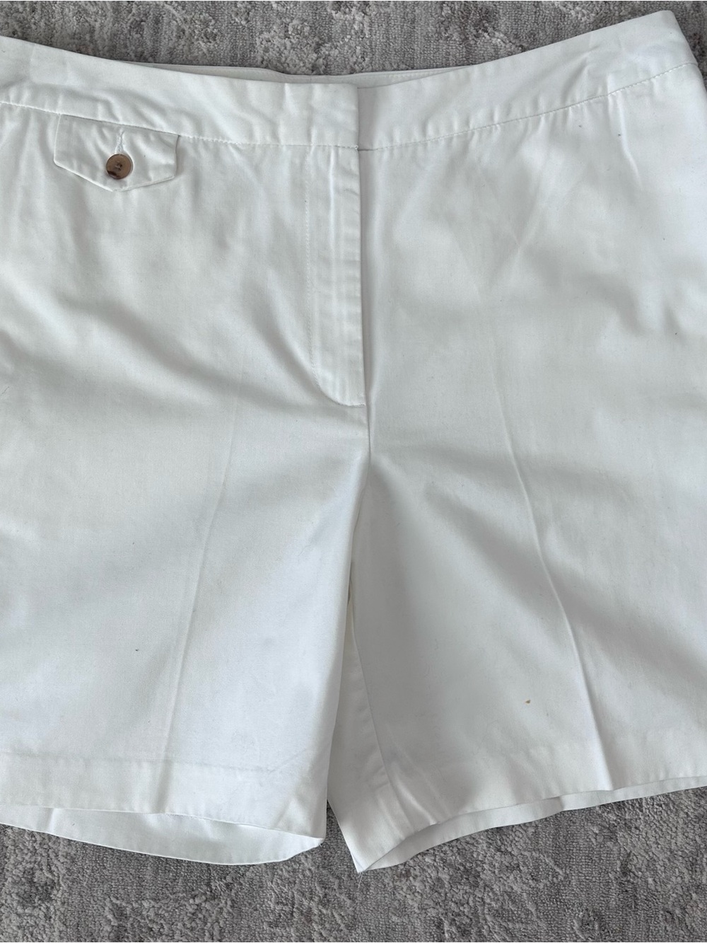 NWOT Lands' End Chino Shorts Womens Sz 12 White Cotton Twill Mid Rise Beach Chic